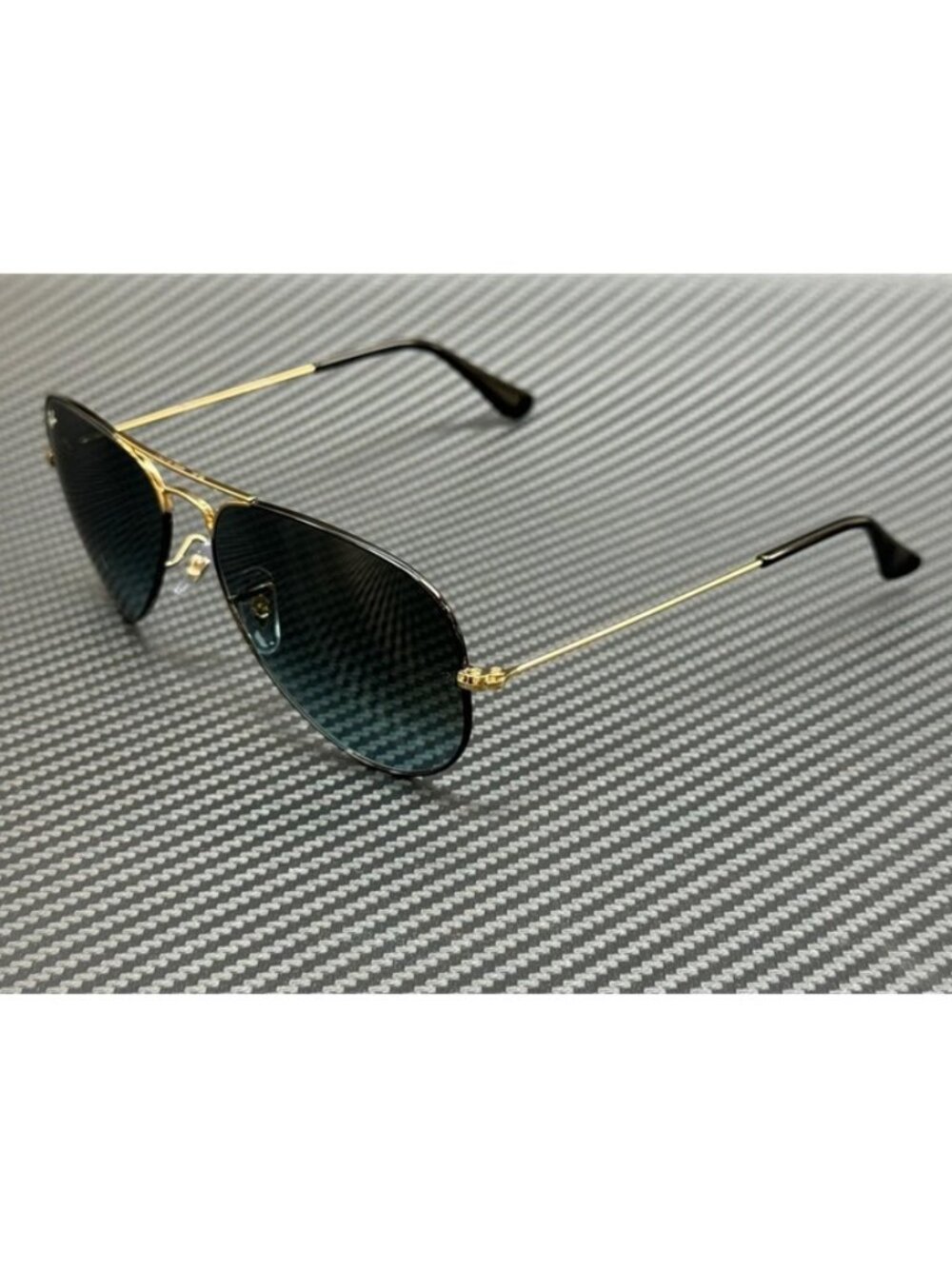 New Ray-Ban Men Black Gradient Gold Sunglasses 58-14-135